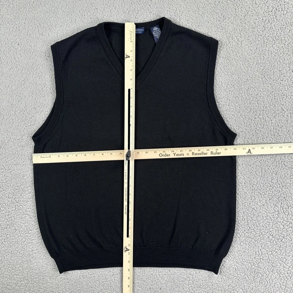 Grant Thomas Italian Merino Wool Sweater Vest Men XL Black V-Neck Made in Italy